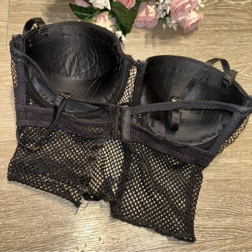 Black Rocker Mesh Bustier Top - Picture 3 of 3